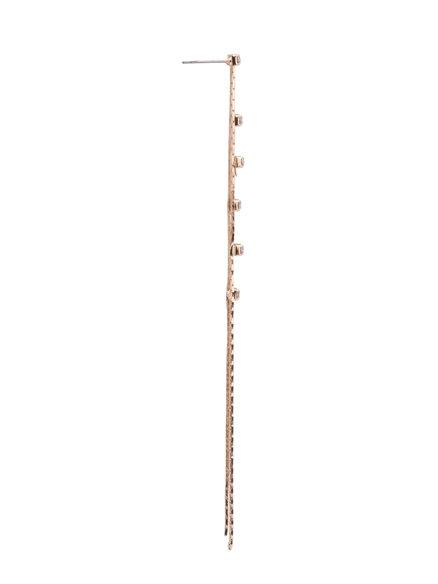 Time and Tru Adult Women's Gold Tone Double Chain Drop Crystal Metal Earring