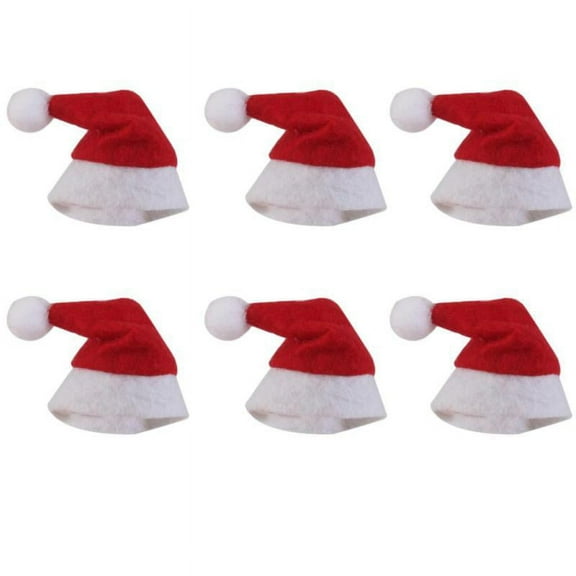 6 Pieces Lovely Mini Topper Santa Clause Hats Christmas Holiday Party Decoration
