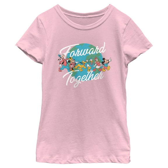 Girl's Mickey & Friends Forward Together Graphic Tee Light Pink X Small