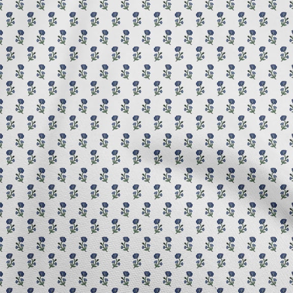 oneOone Georgette Viscose Medium Blue Fabric Asian Floral Block Fabric For Sewing Printed Craft Fabric By The Yard 42 Inch Wide