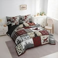 thumbnail image 3 of Homewish Rustic Dog Duck Twin Bedding Sets 7-Piece for Men, Jungle Hunting Bedding Comforter Set, Vintage Grey Red Patchwork Reversible Sheet Sets, Breathable Home Decor, 3 of 7
