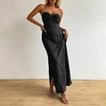 thumbnail image 4 of Bnwani Maxi Dresses for Women,Ladies Dresses,Bandeau,Pleated,Side Split,Solid,Black,L, 4 of 5