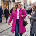 thumbnail image 4 of GRACE & GRANDEUR Women's Plus Size Winter Coats Single Breasted Jackets Long Trench Coats 3X Hot Pink, 4 of 9