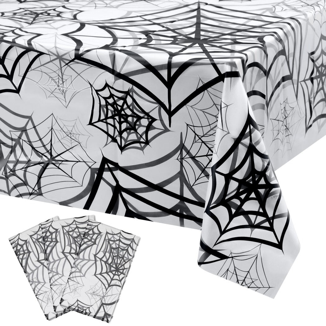 3 Packs Halloween Tablecloths, Spider Rectangle Halloween Table