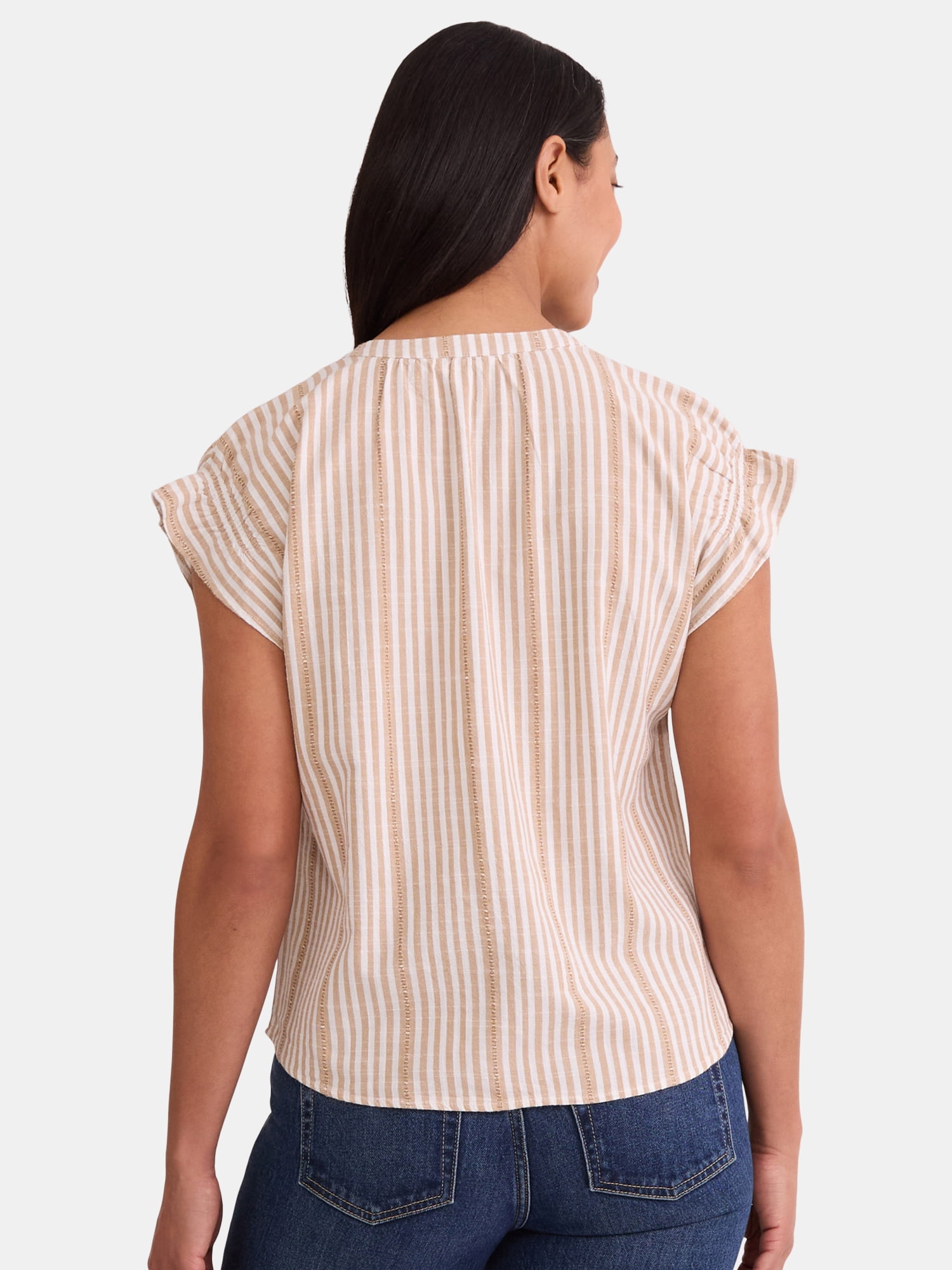 Time & Tru Women's Ruffle Collar Tank, Sizes XS-XXXL