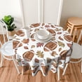 thumbnail image 4 of Fall Tablecloth Round 60 Inch Rugby Maple Leves Football Table Cloth Outdoor Polyester Fabric Farmhouse Harvest Thanksgiving Autumn Table Cover for Kitchen Party Picnic Decor, 4 of 6