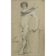 thumbnail image 2 of Christoffer Wilhelm Eckersberg 16x24 Gold Ornate Framed and Double Matted Museum Art Print Titled - Male Standing Model, Profile on the Left (1805), 2 of 4