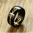 thumbnail image 2 of Lordluxury Men's Two Tones Removable Ankh Egyptian Cross Ring 14k Yellow Gold Detachable Allah Male Religious Jewelry, 2 of 6