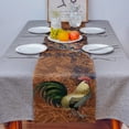 thumbnail image 4 of Table Runner Dresser Scarves 60 Inch Long, Farm Animal Cock Rooster on Brown Linen Dining Table Runners Vintage Abstract Floral Texture Tabletop Scarf for Wedding Holiday Party Kitchen, 4 of 7