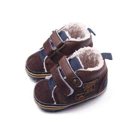 Baby Boys Winter Warm Snow Shoes Infant Soft Plush Prewalker Crib