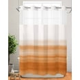 thumbnail image 2 of No Hook Shower Curtains, Orange White Ombre Extra Long Bathtub Curtains with Snap in Liner, Farmhouse Retro Simple Striped Art Waterproof Washable Fabric Bathroom Shower Curtain Sets, 72" x 96", 2 of 7