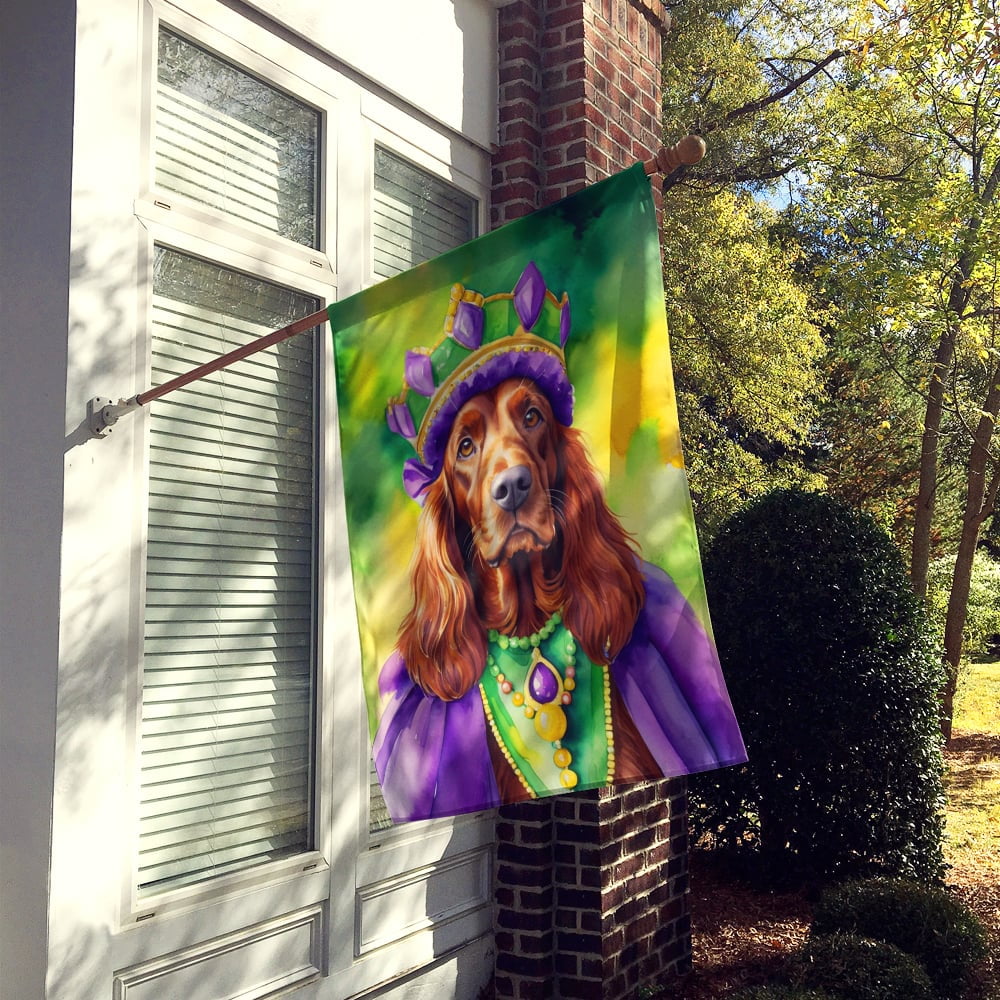 Irish Setter King of Mardi Gras House Flag 28 in x 40 in