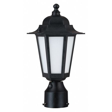 Nuvo Lighting 62213 - 1 Light 14" Textured Black Frosted Glass Shade Post Lantern Light Fixture with Photocell (60-2213)