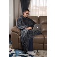thumbnail image 2 of Mintra Home Microfiber Wearable Blanket with Pockets, Soft Cozy Warmth Snuggies for Women & Men, Full Sleeves Hooded Blanket, One Size Fits All (Dark Grey), 2 of 2