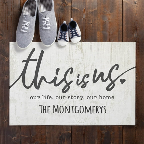 This Is Us Personalized White Doormat