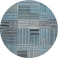 thumbnail image 1 of Ahgly Company Indoor Round Contemporary Marble Blue Abstract Area Rugs, 3' Round, 1 of 6
