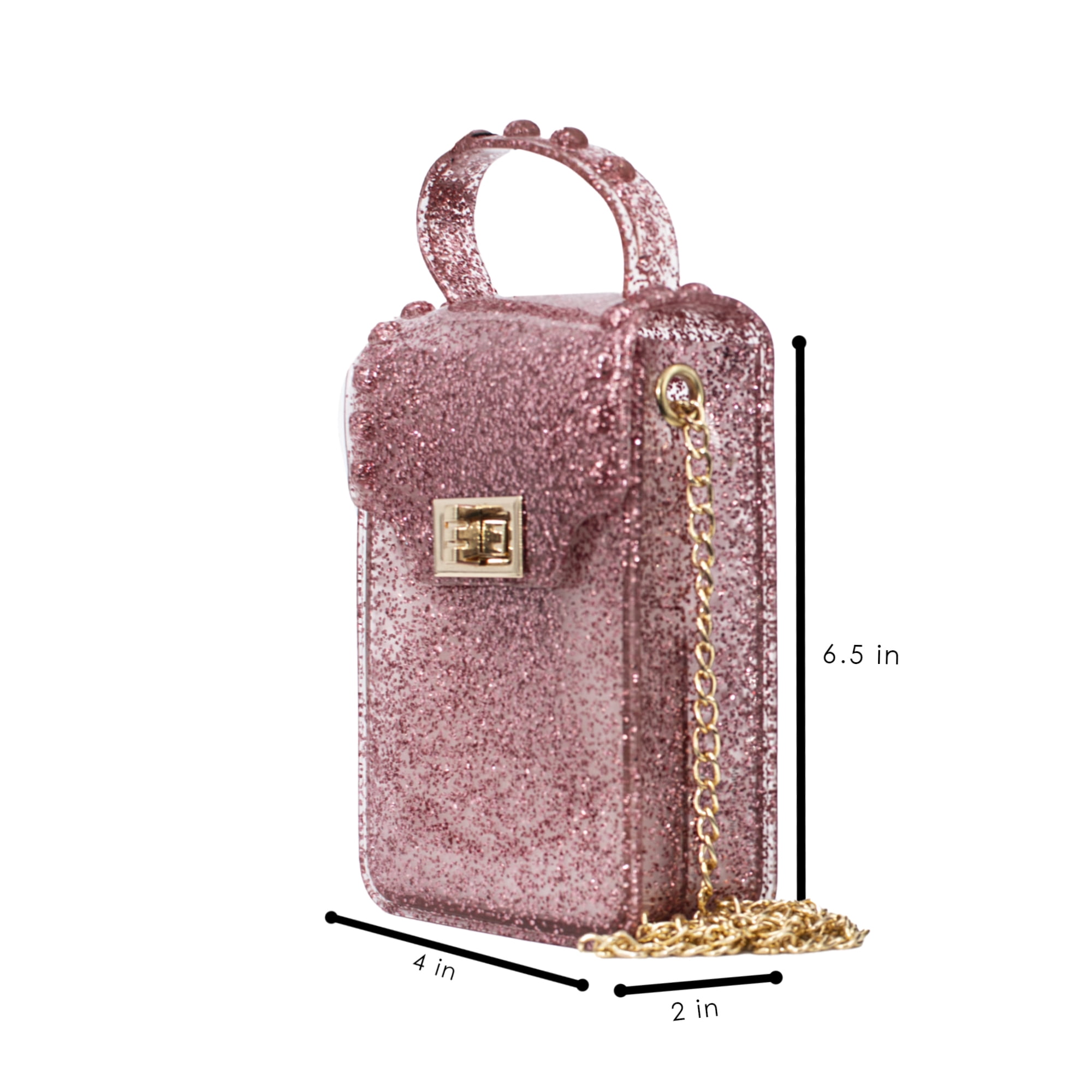 Olivia and Kate Women’s Small Rose Glitter Jelly Purse Crossbody Everyday Shoulder Bag