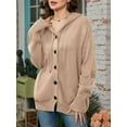 thumbnail image 3 of Women'S Casual Cardigan V Neck Button Down Hooded Sweaters Long Sleeve Hoodies Outfits Khaki XL, 3 of 6