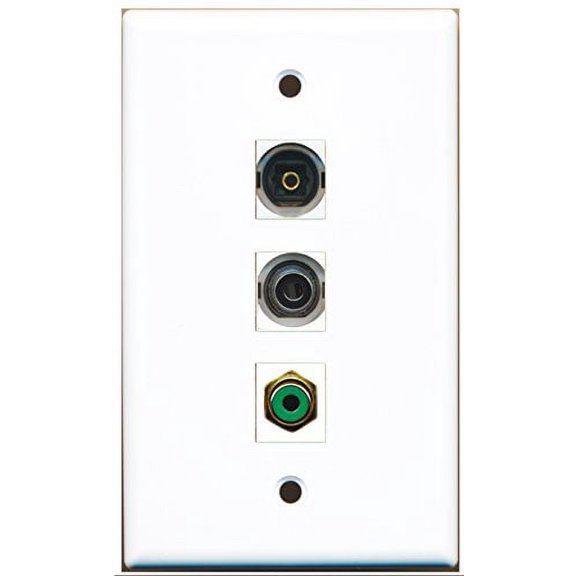 RiteAV - 1 Port RCA Green and 1 Port Toslink and 1 Port 3.5mm Wall Plate