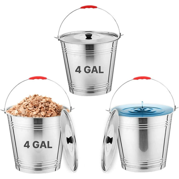 Skywin Metal Can with Lid - Durable 4 Gallon Metal Bucket With Lid for Heavy Loads - Environment-friendly Metal Trash Can With Lid Outdoor, Safe Alternative to Plastic (3)