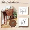thumbnail image 3 of GOFLAME Round Drop Leaf Dining Table for 2-4 People, 36” Folding Kitchen Table with Solid Wood Legs, Farmhouse Extendable Table for Dining Room, Living Room, Restaurant (Round, Walnut), 3 of 9