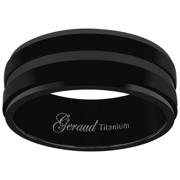 Titanium Black Mens Grooved Center Ridged Edge Comfort-Fit Wedding Band 8mm Size 12 Wedding Band for Men