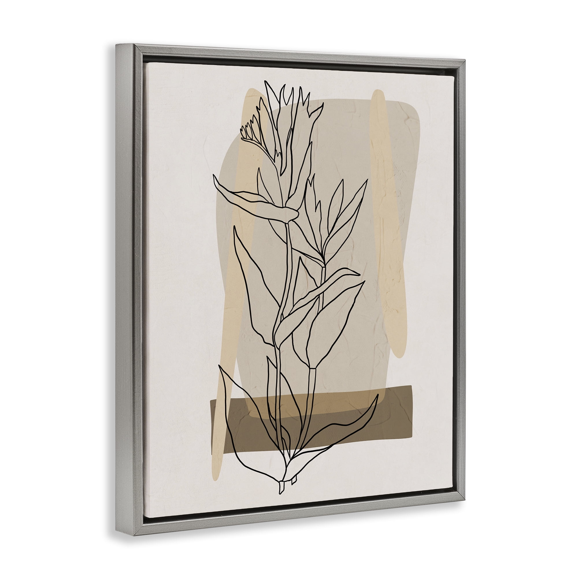 Stupell Industries Southwestern Plant Leaves Botanical & Floral Painting Gray Floater Framed Art Print Wall Art, 17 x 21