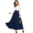 thumbnail image 4 of Vedolay Skirts Women's High Waist Skirt Tie Front A-Line Flowy Long Maxi Skirts with Pockets,Navy XL, 4 of 5