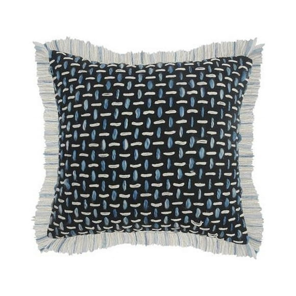 LR Home PILLO07600BLUFFPL Modern Interwoven Square Throw Pillow with Fringe - 20 x 20 in.