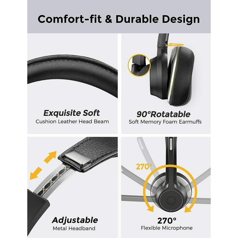 With Boom Microphone Wireless Over-Ear Headphones for  Fire Max 11  (2023) - Headset Hands-free Earphones Noise Isolation Compatible With   Fire Max 11 (2023) Tablet 