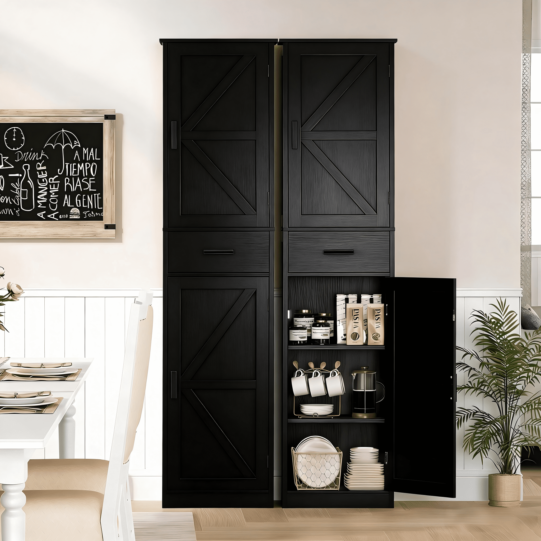 LENLN Modern 67'' Tall Storage Cabinet, 2 Doors & 1 Drawer with Adjustable Shelves, Freestanding Organizer for Kitchen and Bathroom