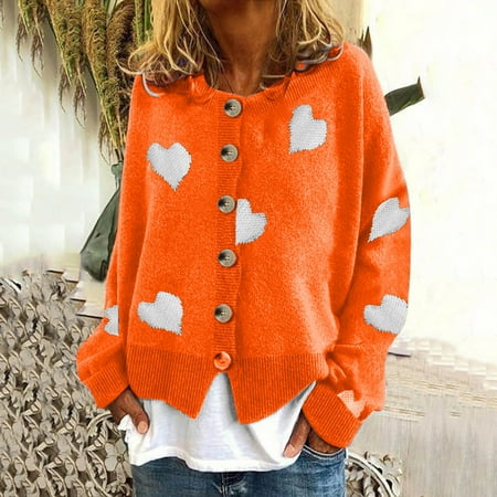 

Lightweight Cardigans For Women Fall Elegant Soft Knit Button Down Cardigan Orange Xxl