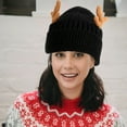 thumbnail image 6 of Gymnture christmas Christmas Reindeer Antler Toddler Knit Hat - Black, 6 of 10