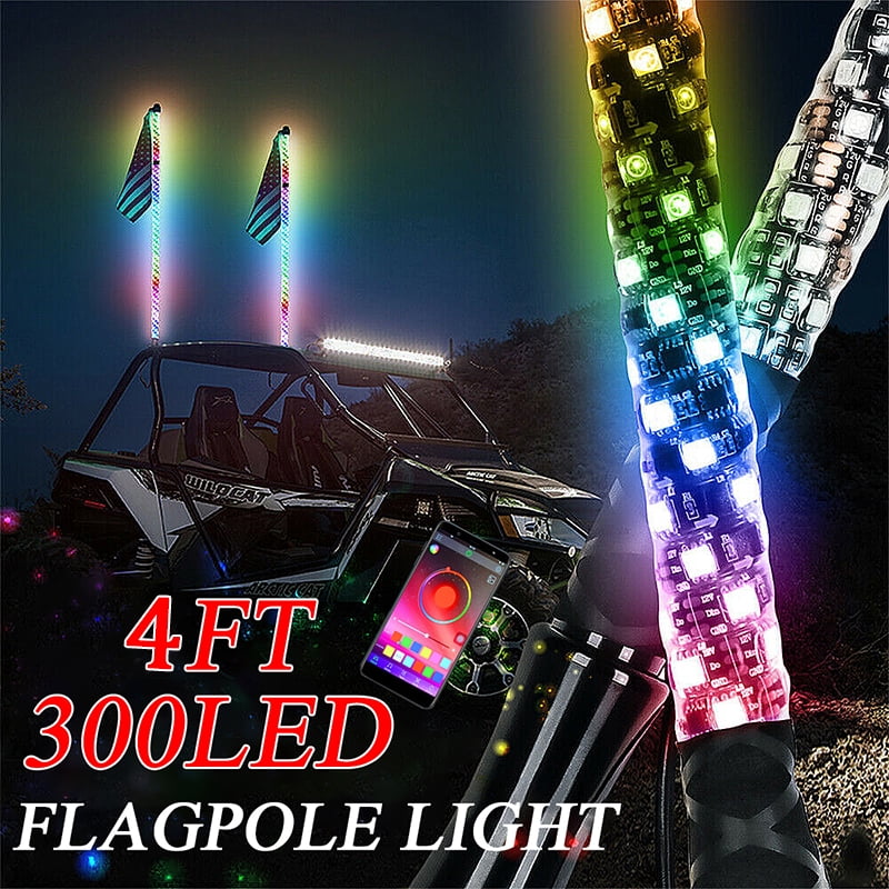 1/2PCS 3/4/5ft LED Whip Lights with Flag Pole Remote Control and App