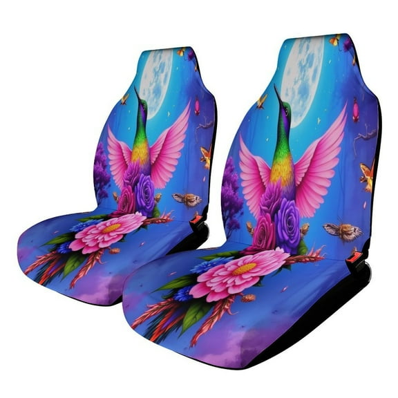 Hummingbird Floral Fantasy Car Seat Covers,Universal Auto Front Seats Protector Fits for Car,SUV Sedan,Truck