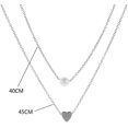 thumbnail image 4 of Collares multicapa de plata con colgante de corazón, collar de perlas, joyería de cadena para mujeres y niñas JM, 4 of 5