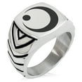 thumbnail image 1 of Stainless Steel Obu Samurai Crest Chevron Pattern Biker Style Polished Ring, 1 of 1