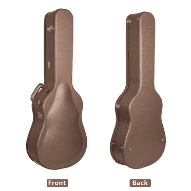 Crossrock Designer Series- Universal Wooden Case for Gibson Acoustic J45, Martin Dreadnought Guitars- Security Lock, Metal Feet, Storage Space- Chocolate Brown
