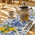 thumbnail image 5 of PoyoKee Table Runner, Mediterranean Lemon Print Table Cloth, Blue Tile Tablecloth Party Decorations for Kitchen and Dining, Home Decor, 72 x 13 inch, 5 of 6