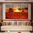 thumbnail image 2 of TISHIRON 3PCS Framed Canvas Wall Art Set,60"x40" Monument Valley Tribal Park At Sunrise Canvas Art Decor, 2 of 7