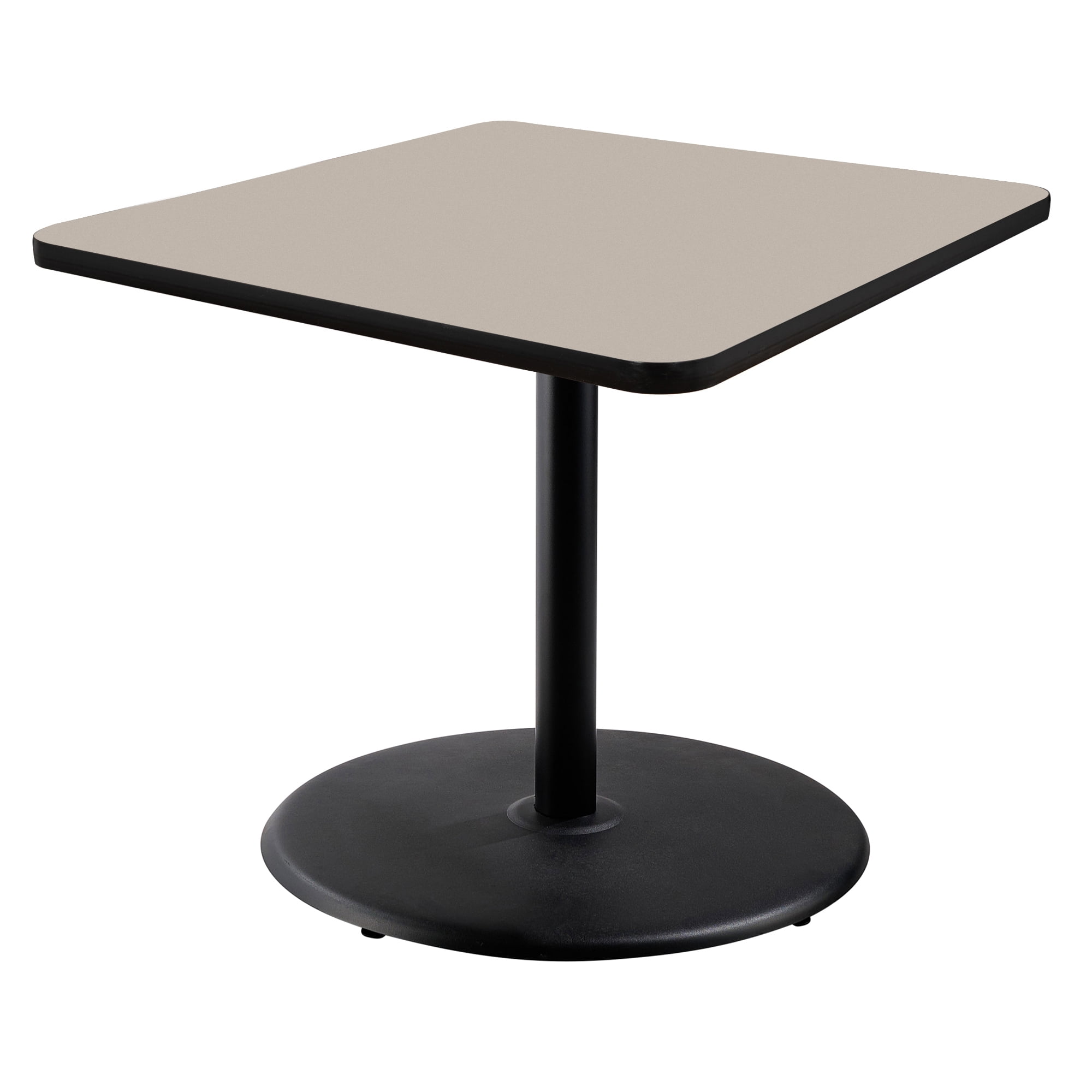 Hampden Furnishings Bennet Collection Steel Frame 36" Square Top, Round Base, 42" Height, Cafe Table, Black Frame/Grey Nebula Top