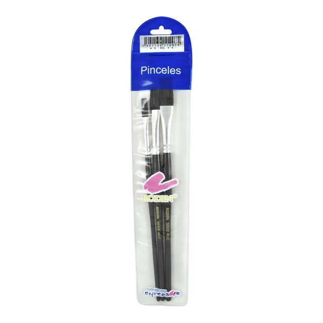 Pinceles Planos Rodin S-40C 3 Piezas Con Estuche Multicolor