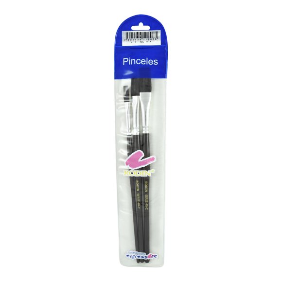 Pinceles Planos Rodin S-40C 3 Piezas Con Estuche Multicolor