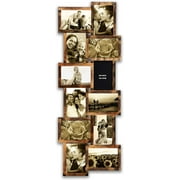 Photo Frame Picture Frame Long Fall Shape Black Gallery Collection 32 by 12 inch Gallery Collage Wall Hanging Photo Frame for 4 x 6 Photo 12 Opening Photo Sockets Gold Edge