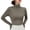 Khaki, variant on Idoravan Long Sleeve Shirts for Women Going Out Women's Solid Color Long Sleeve Pullover Half High Neck Casual Base Shirt Black L