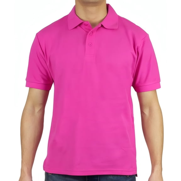 Access Men's Short Sleeve Classic Uniform Pique Polo Shirt (Fuchsia, Large) AP21