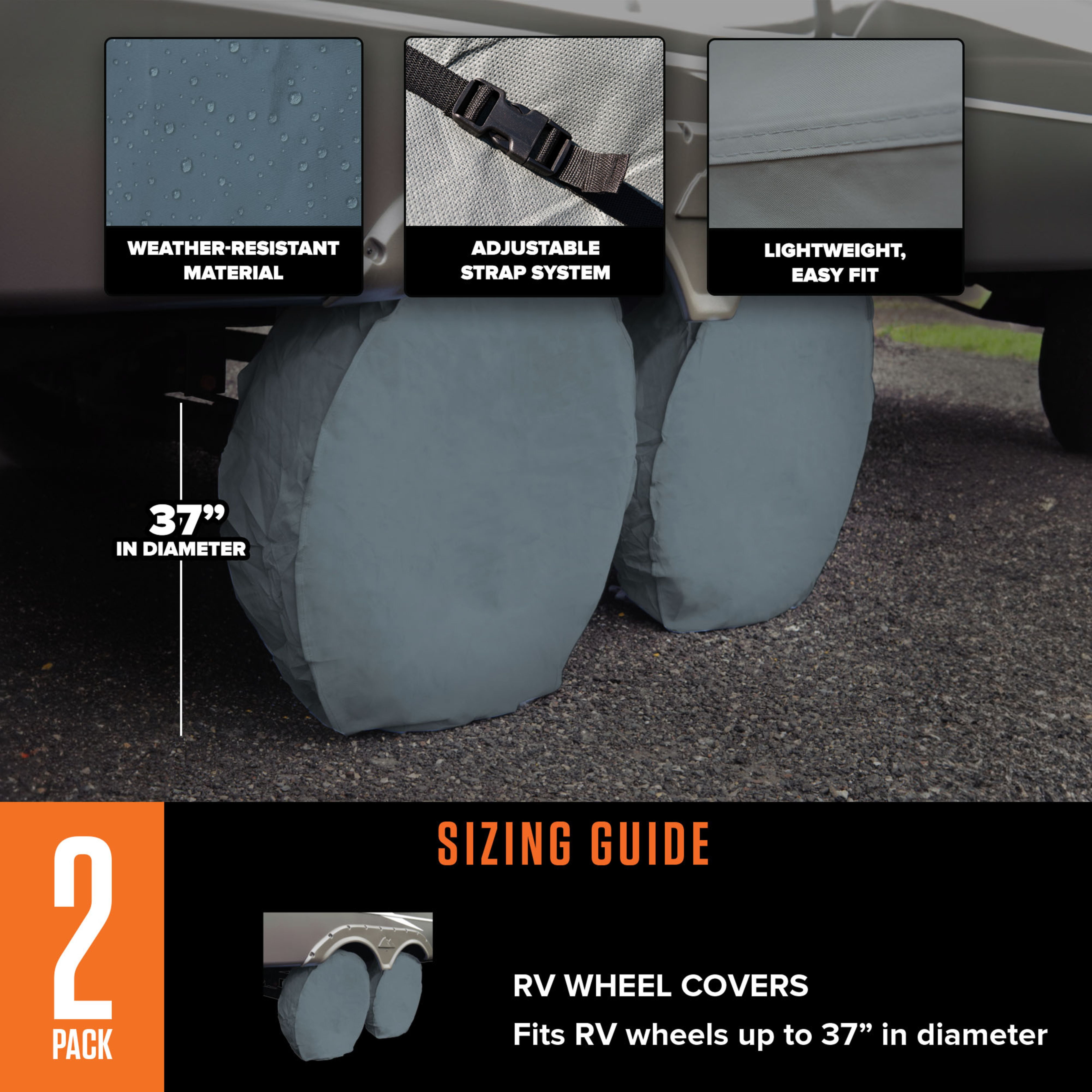 (2 pack) Budge Standard RV Wheel Covers, Durable, Weather Resistant RV Tire Covers, Fits Wheels up to 37”, Set of 2