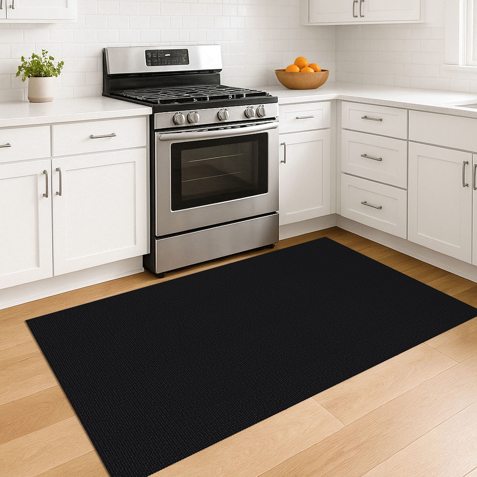iOhouze Area Rug 3'x5' for Entryway Non Slip Washable Rugs with Rubber Backing Boho Kitchen Rugs for Entryway Entrance Bathroom Kitchen, Black