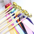 thumbnail image 3 of CIMAXIC wedding 12pcs Colorful Delicate Ribbon Streamers Kids Fairy Stick Cheer Props Wedding Party Supplies Favors With Golden Bell(Assorted Color),21.65"X11.81"X0.79", 3 of 4