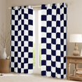thumbnail image 2 of jejeloiu Vintage Checkered Pattern Curtains Pack of 2 (42x84 Each),Minimalist Geometric Curtains Blackout,Deepblue White Bedroom Curtains For Kids,Ultra Soft Home Decor, 2 of 6